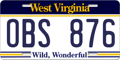 WV license plate OBS876