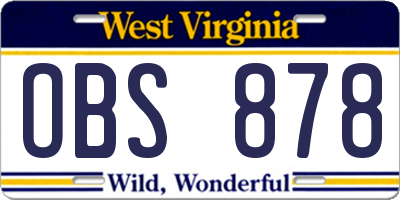 WV license plate OBS878