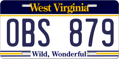 WV license plate OBS879