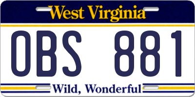 WV license plate OBS881