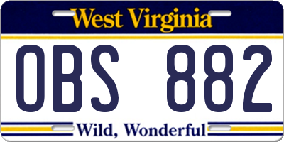 WV license plate OBS882