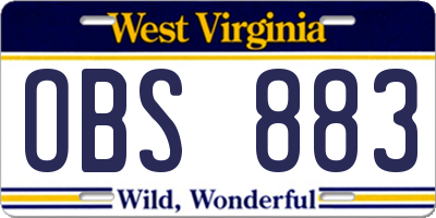WV license plate OBS883