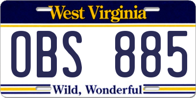 WV license plate OBS885