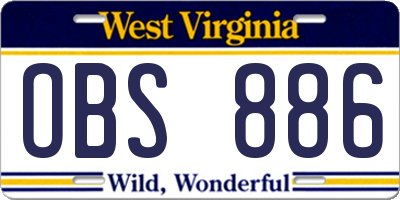 WV license plate OBS886