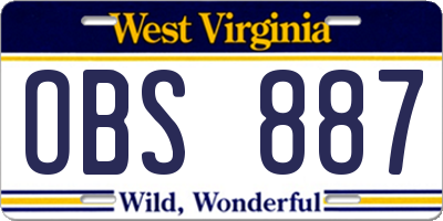 WV license plate OBS887