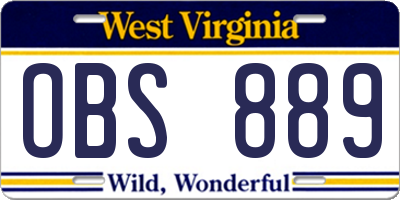WV license plate OBS889
