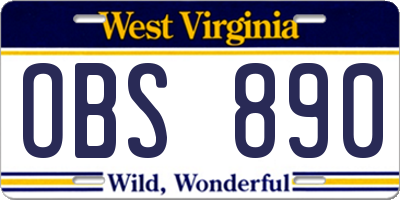 WV license plate OBS890