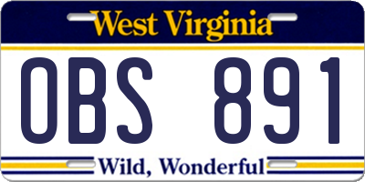 WV license plate OBS891