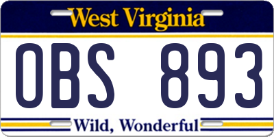 WV license plate OBS893