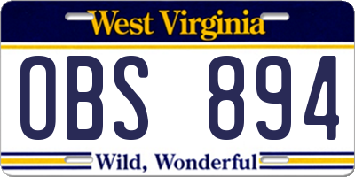 WV license plate OBS894