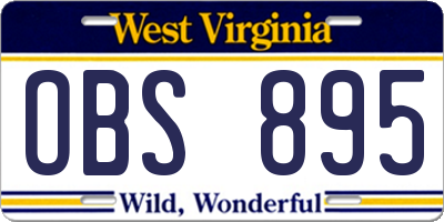 WV license plate OBS895