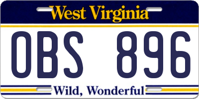 WV license plate OBS896
