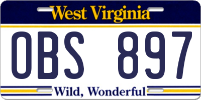 WV license plate OBS897