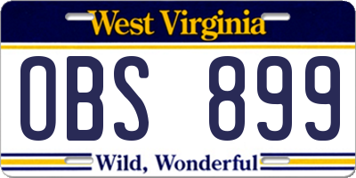 WV license plate OBS899