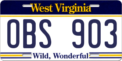 WV license plate OBS903