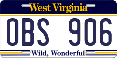 WV license plate OBS906