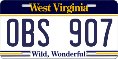 WV license plate OBS907