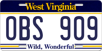 WV license plate OBS909