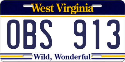 WV license plate OBS913