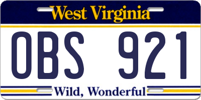 WV license plate OBS921