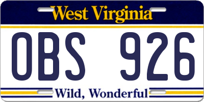 WV license plate OBS926