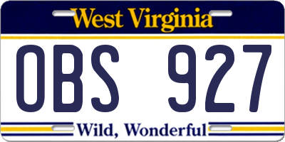 WV license plate OBS927