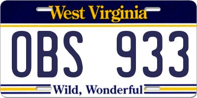 WV license plate OBS933