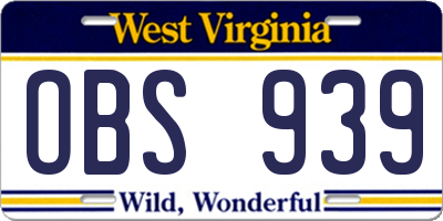 WV license plate OBS939