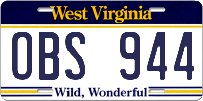 WV license plate OBS944