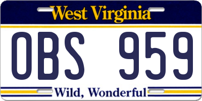 WV license plate OBS959