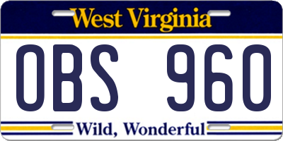 WV license plate OBS960