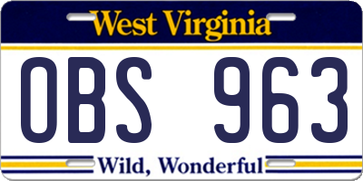 WV license plate OBS963