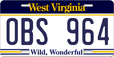 WV license plate OBS964