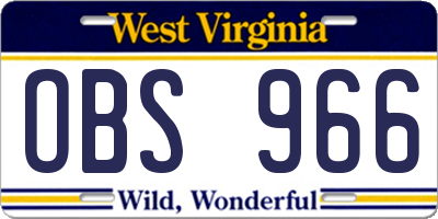 WV license plate OBS966