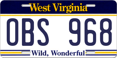 WV license plate OBS968