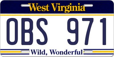 WV license plate OBS971