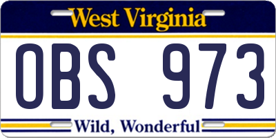 WV license plate OBS973