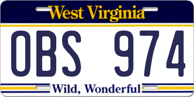 WV license plate OBS974