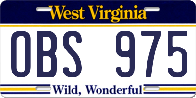 WV license plate OBS975