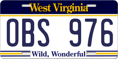 WV license plate OBS976