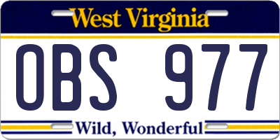 WV license plate OBS977