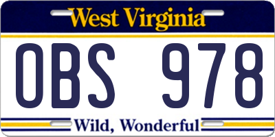 WV license plate OBS978