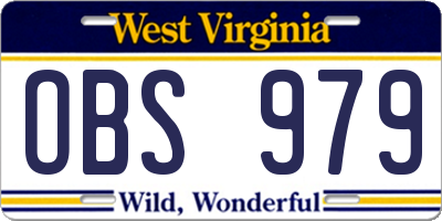 WV license plate OBS979