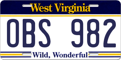 WV license plate OBS982