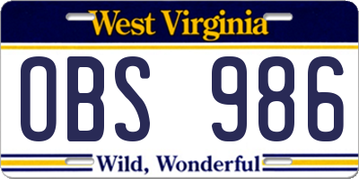 WV license plate OBS986