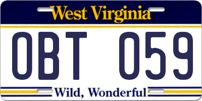 WV license plate OBT059