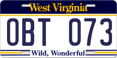 WV license plate OBT073
