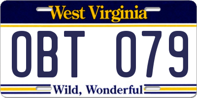WV license plate OBT079