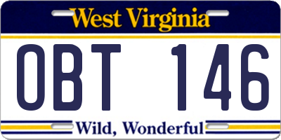 WV license plate OBT146