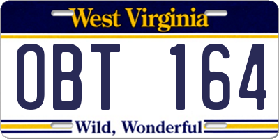 WV license plate OBT164